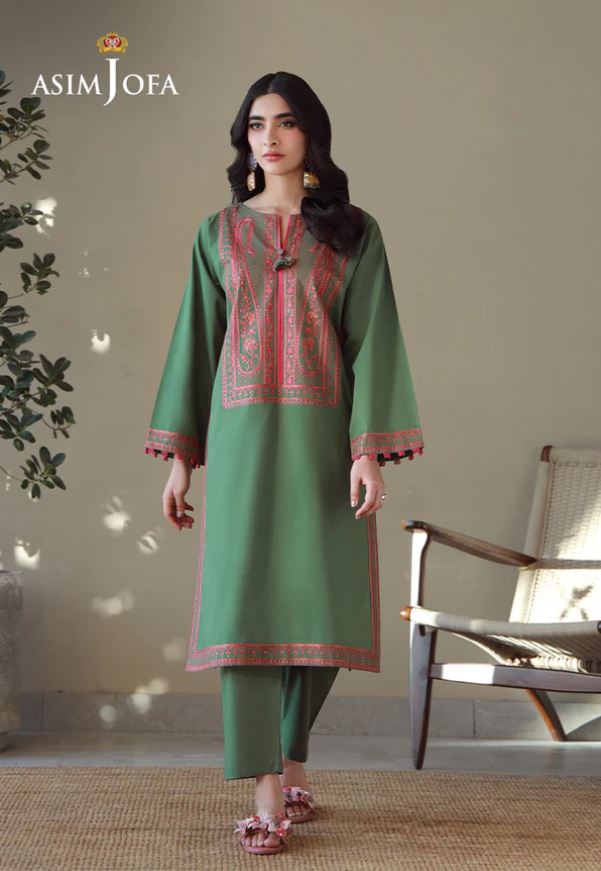 ASIM JOFA EMBROIDERED CAMBRIC STITCHED 2 PCS