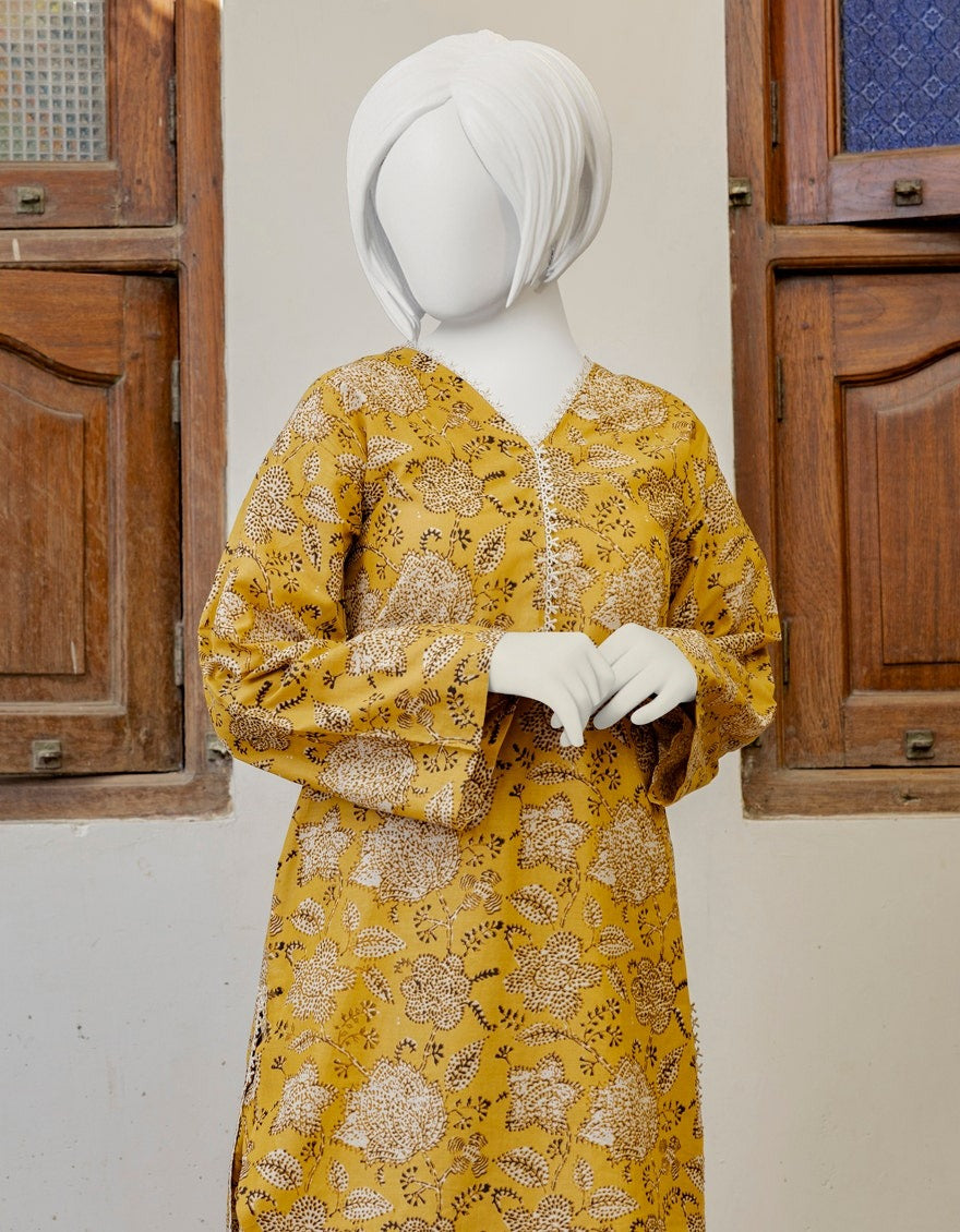 YELLOW LAWN TEENS KURTI