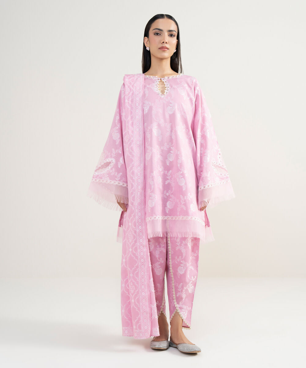 Sapphire 3 Piece-Embroidered Lawn Jacquard Suit
