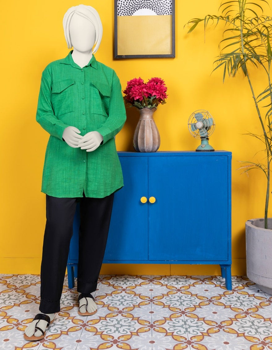 J. GREEN KHADDAR SOLID KURTI