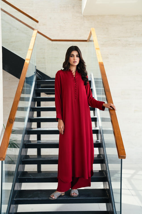Elegant Maroon Long Coord Set