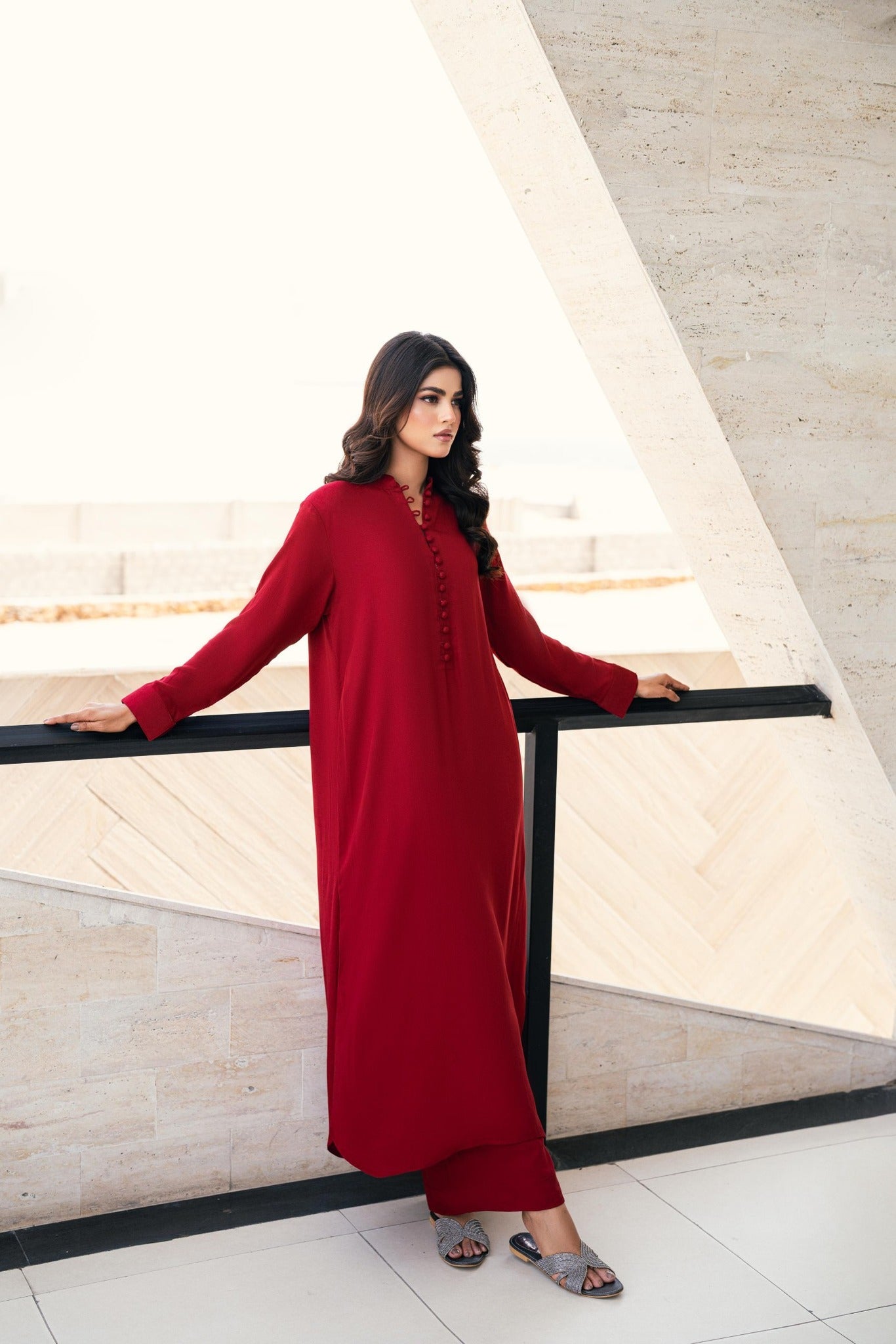 Elegant Maroon Long Coord Set