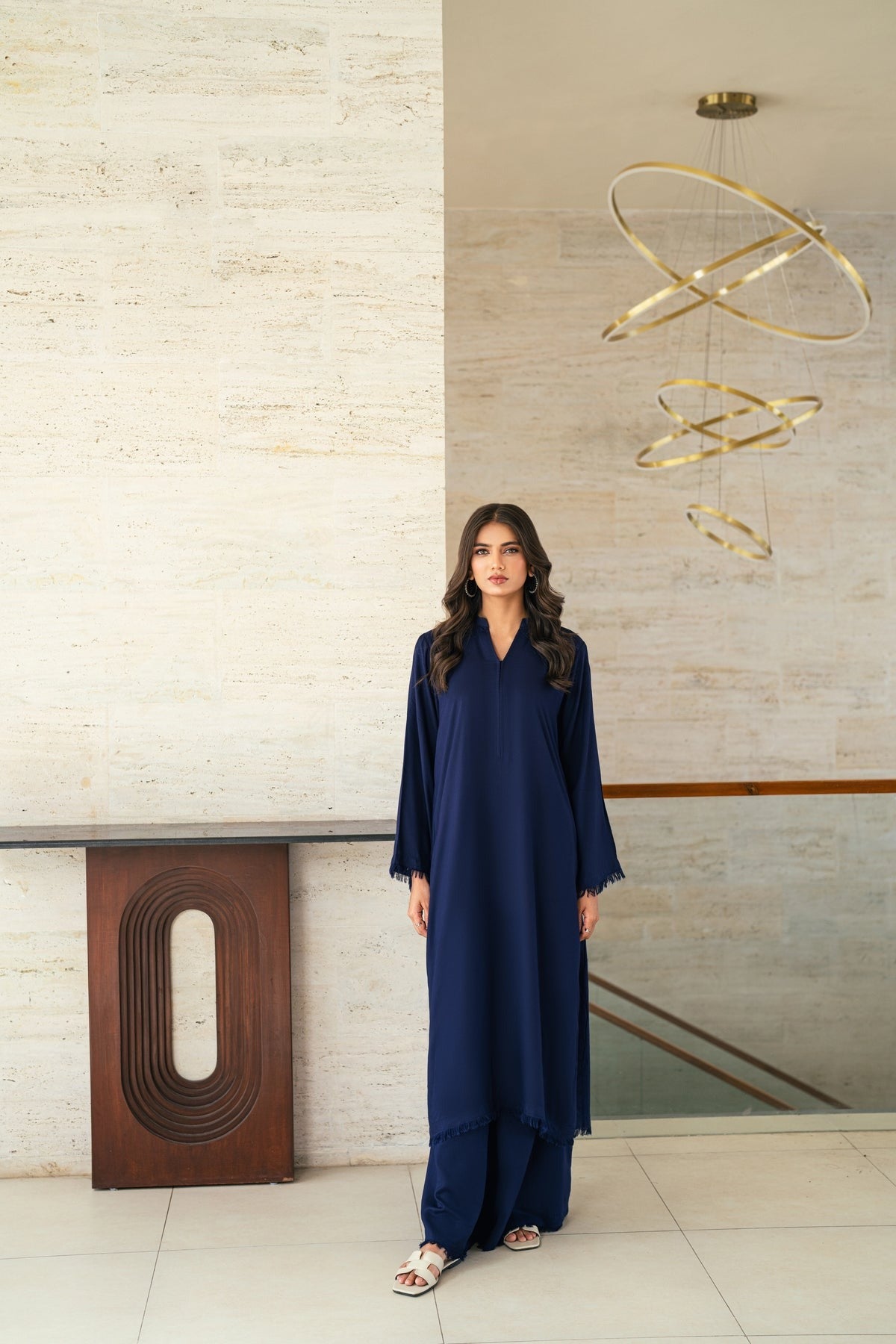 Navy-Blue Long Coord Set
