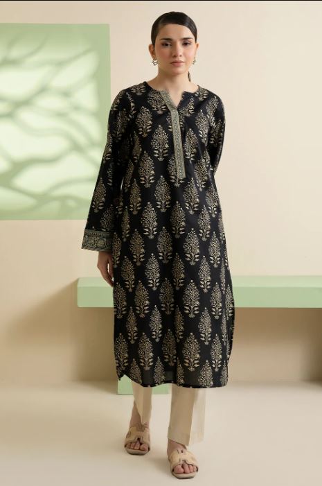 ZELLBURY PRINTED KURTI-BLACK-LAWN