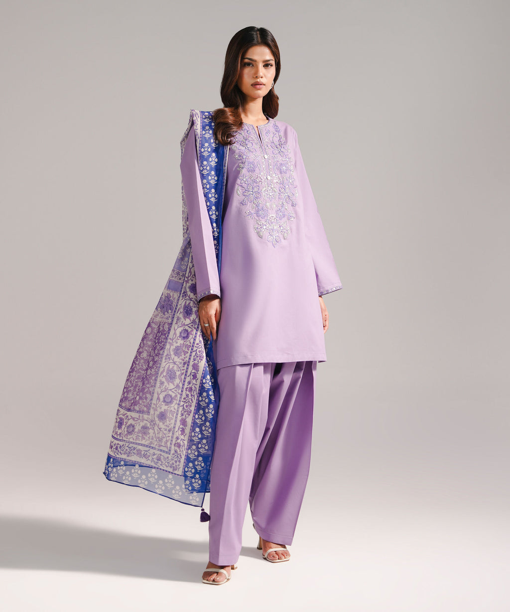 Sapphire 3 Piece - Embroidered Cotton Suit