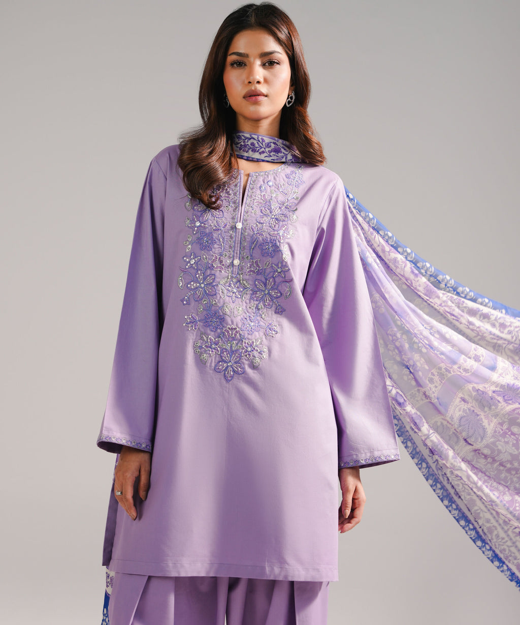 Sapphire 3 Piece - Embroidered Cotton Suit