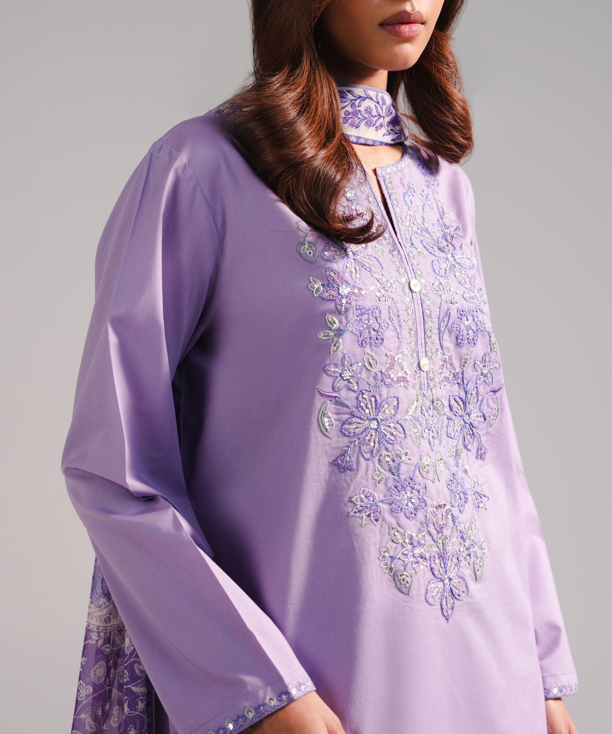 Sapphire 3 Piece - Embroidered Cotton Suit