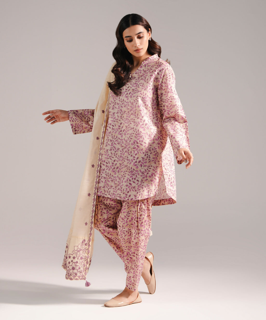 3 Piece - Embroidered Zari Lawn Suit