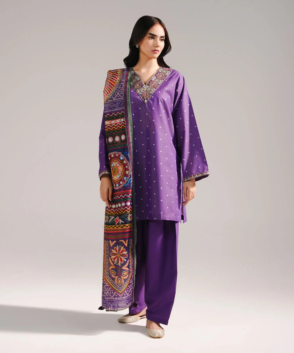Sapphire 3 Piece - Embroidered Zari Lawn Suit