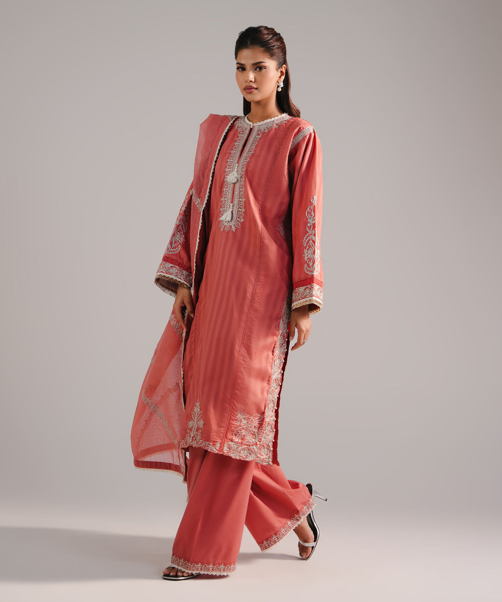 Sapphire 3 Piece - Embroidered Leno Kara Suit