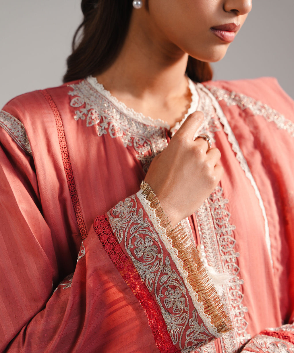 Sapphire 3 Piece - Embroidered Leno Kara Suit
