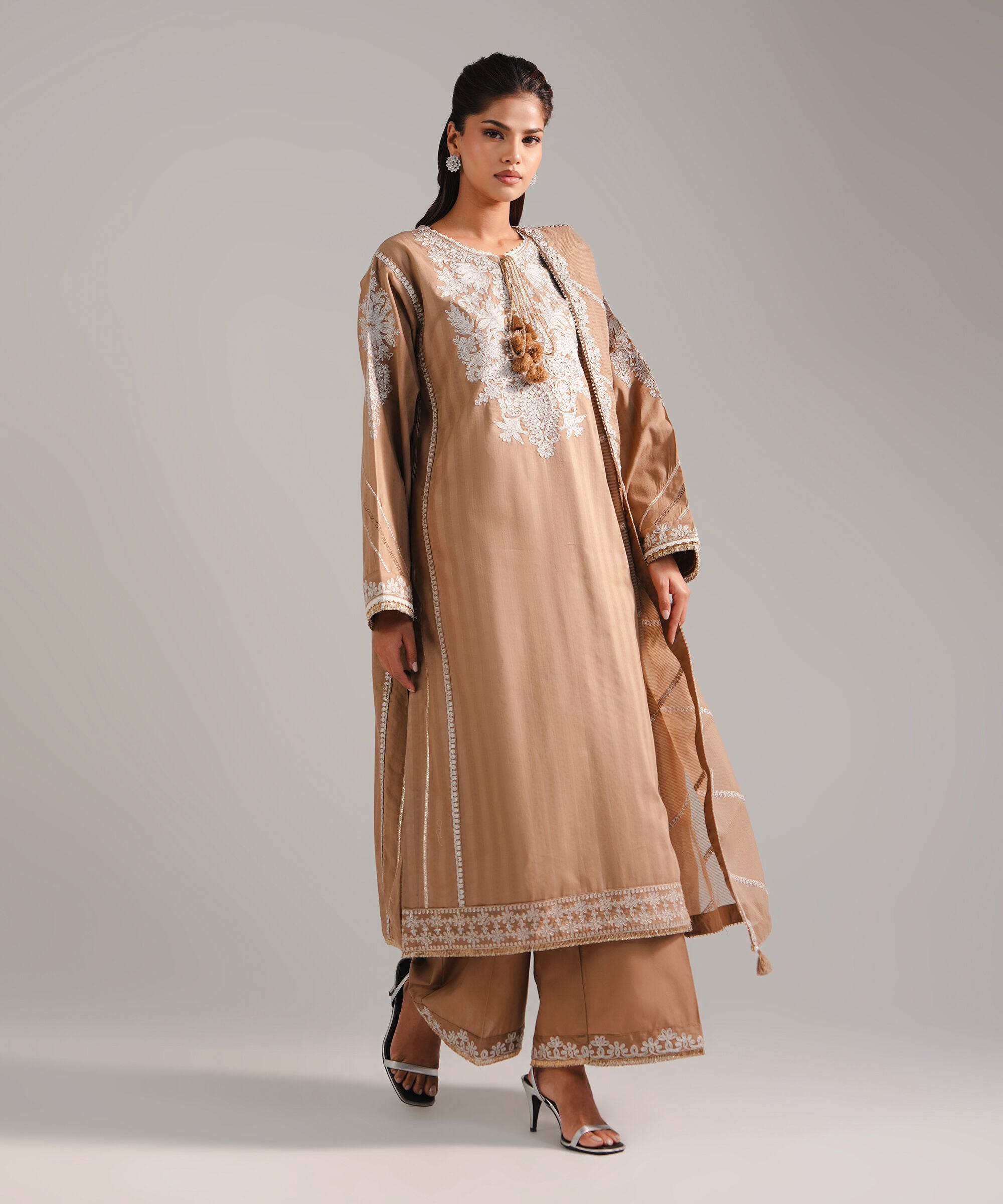 Sapphire 3 Piece - Embroidered Leno Kara Suit