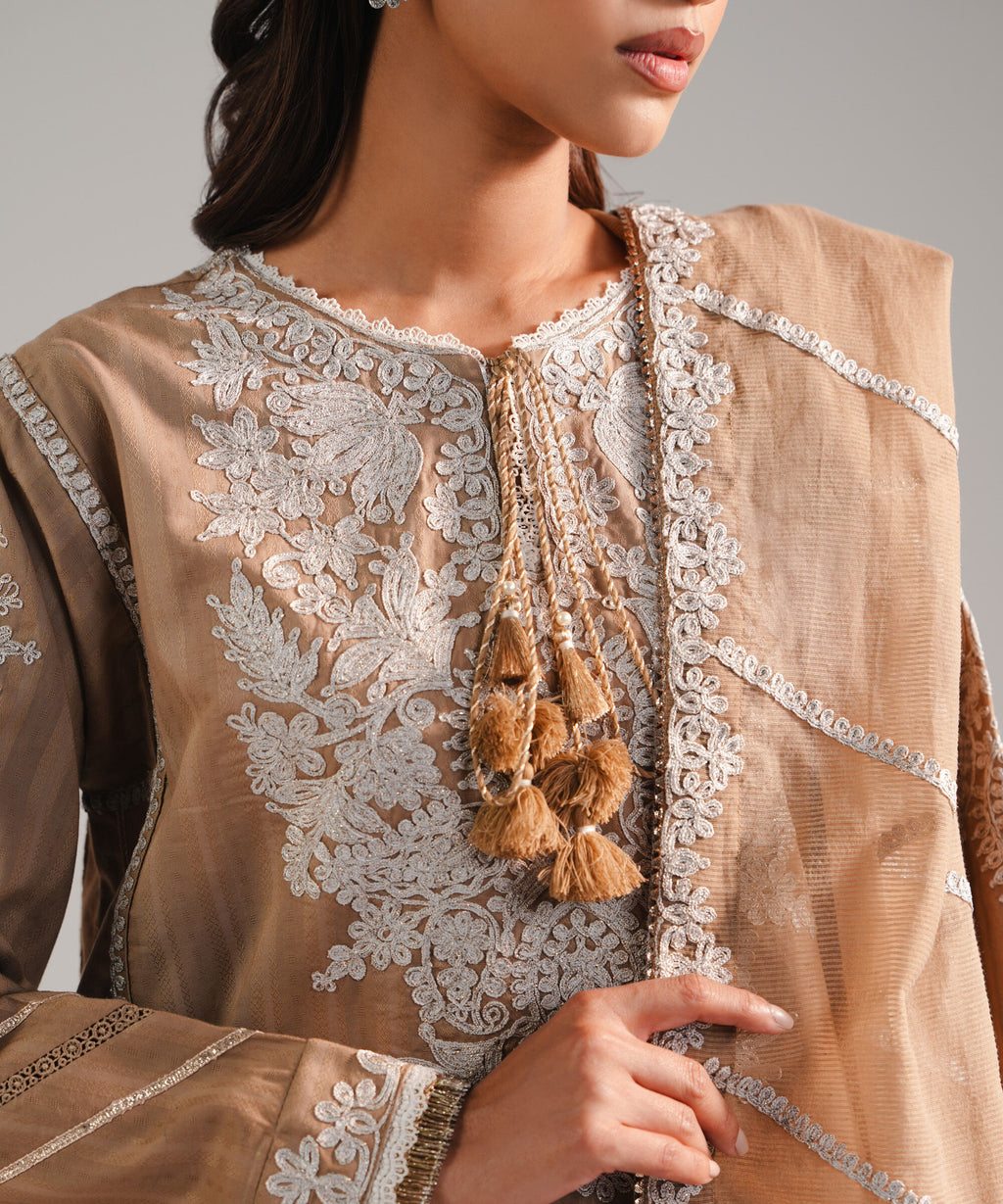 Sapphire 3 Piece - Embroidered Leno Kara Suit