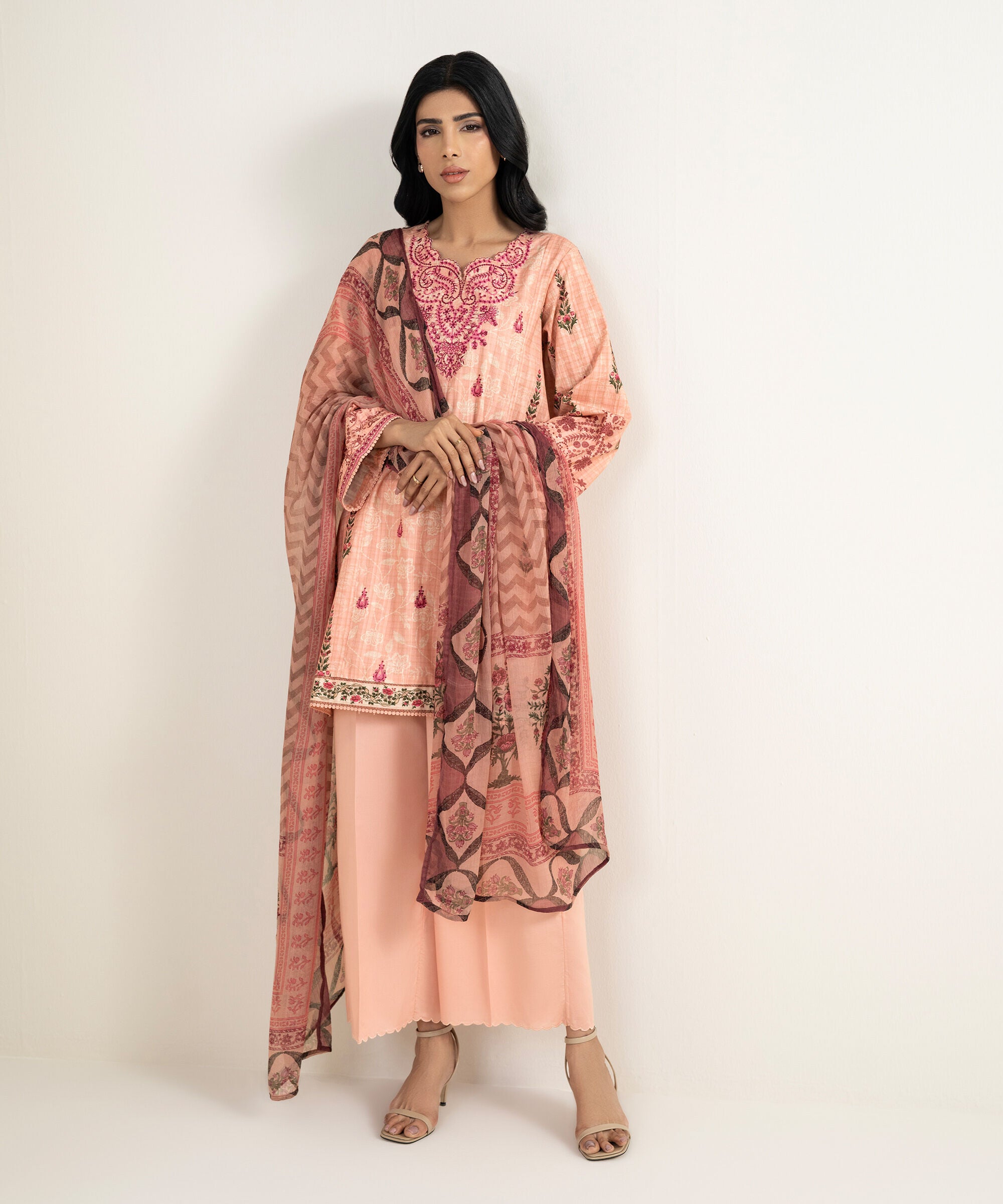 Sapphire 3 Piece - Embroidered Cotton Suit