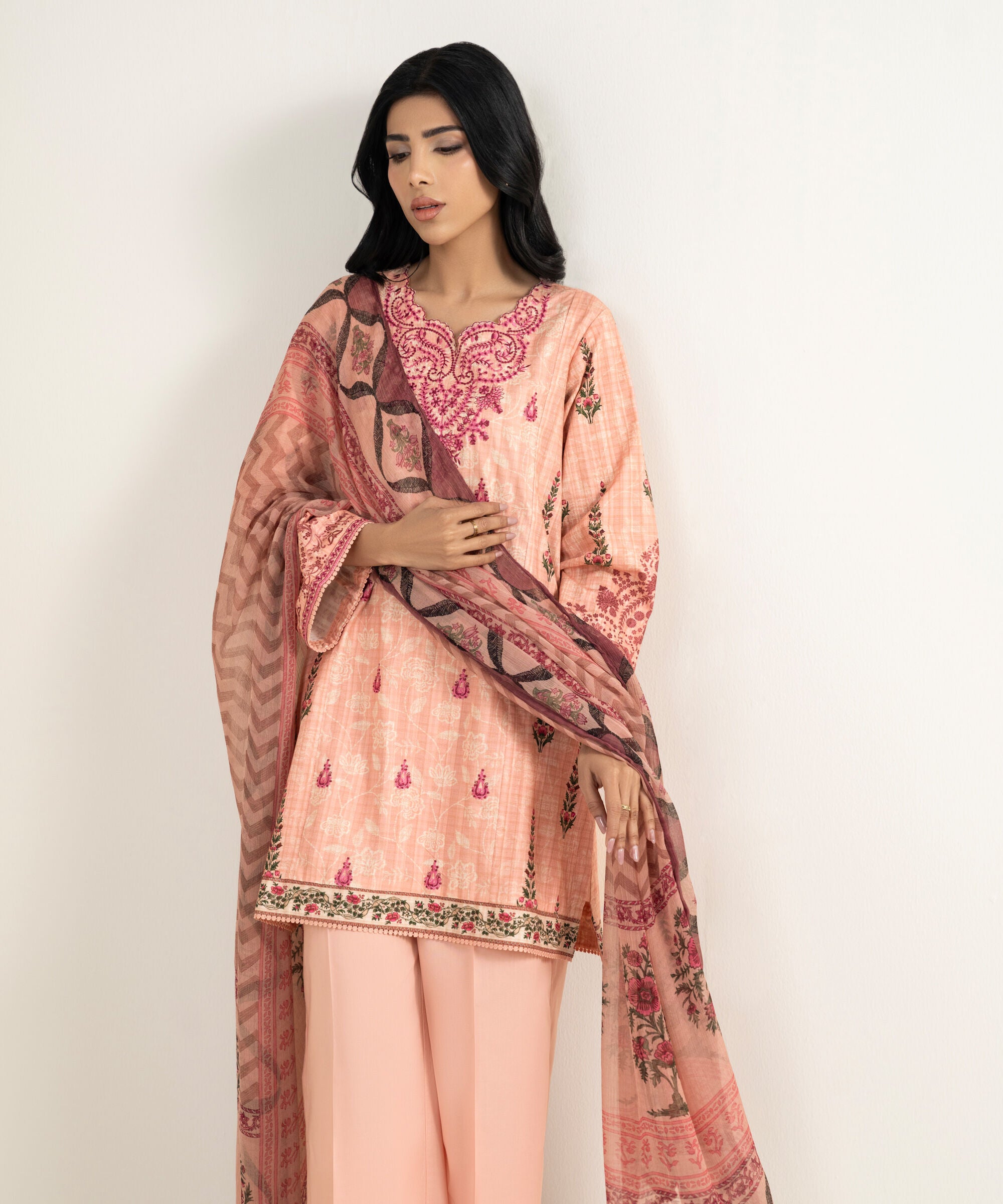 Sapphire 3 Piece - Embroidered Cotton Suit