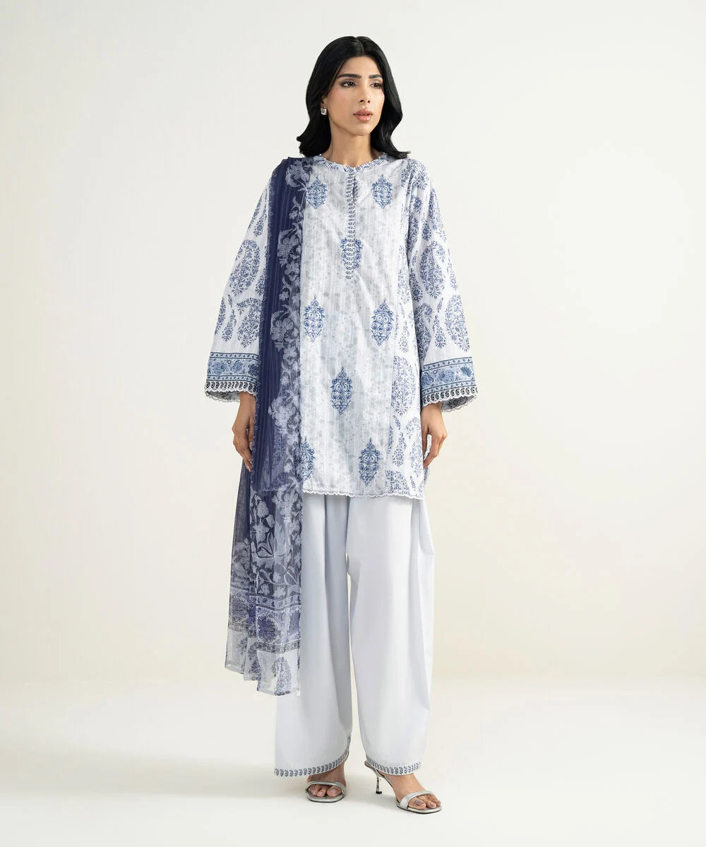 Sapphire 3 Piece - Embroidered Cotton Suit