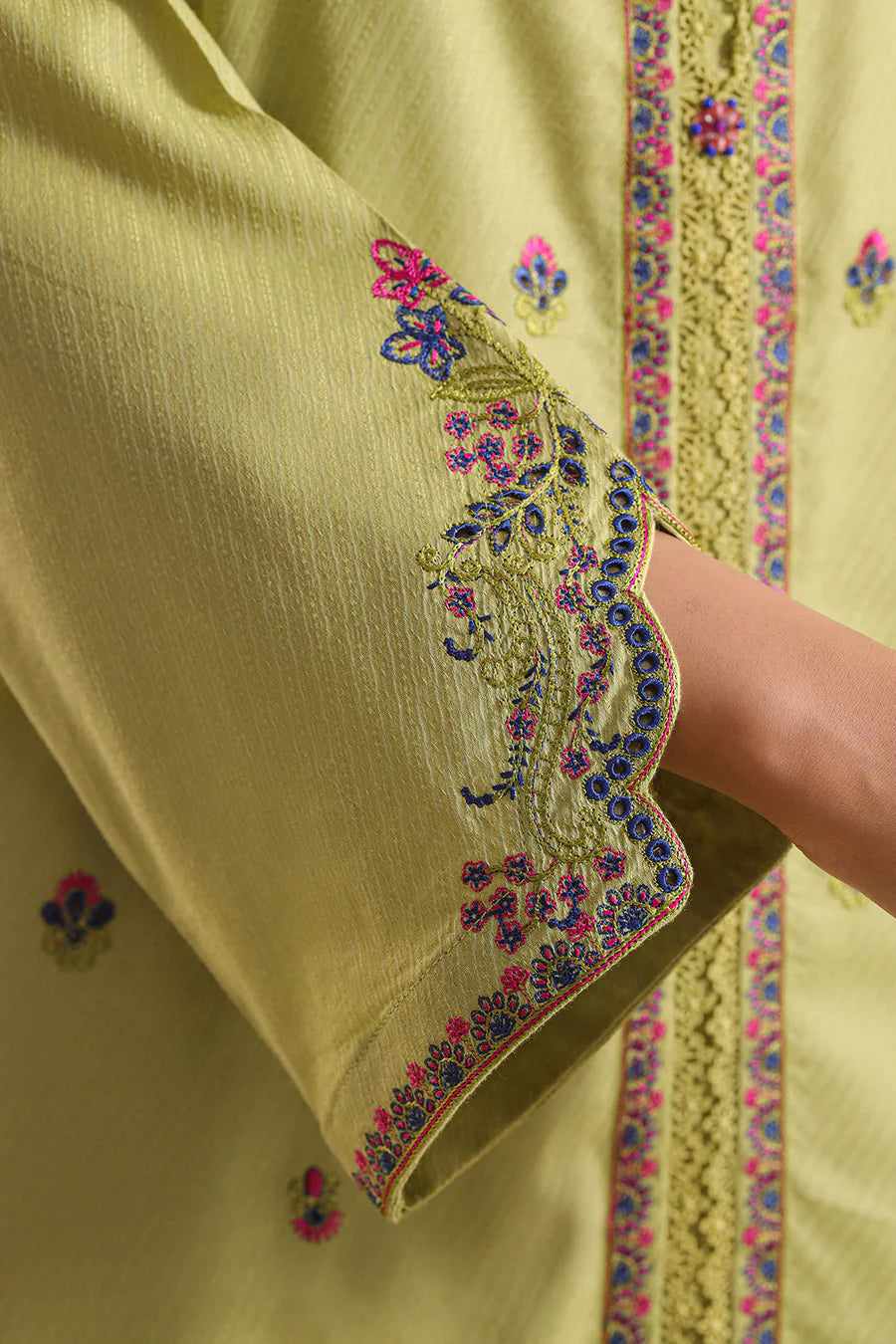 Embroidered Cotton Jacquard Stitched 3 Piece