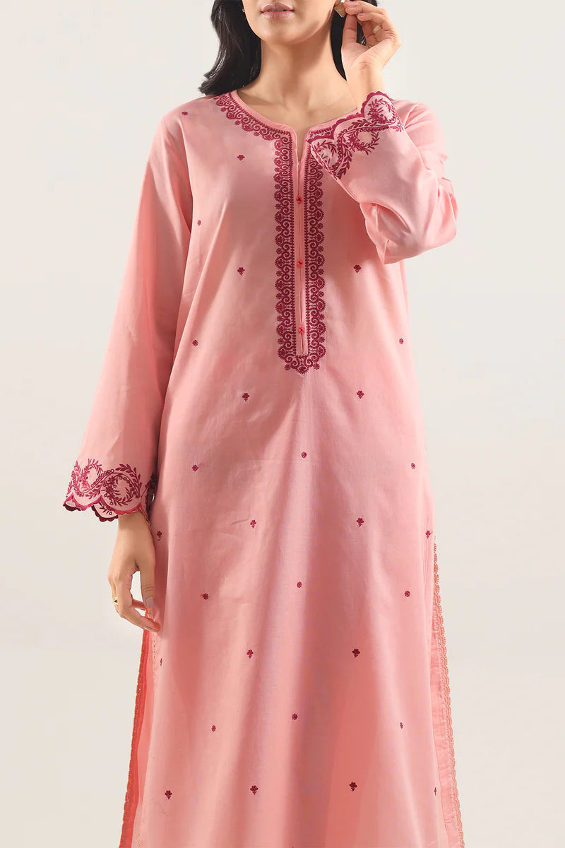 Saya | Solid Embroidered Cotton Stitched 2 Piece (Shirt/Trouser)