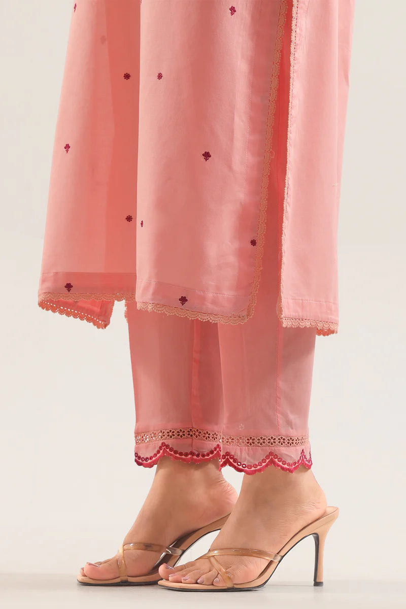 Saya | Solid Embroidered Cotton Stitched 2 Piece (Shirt/Trouser)