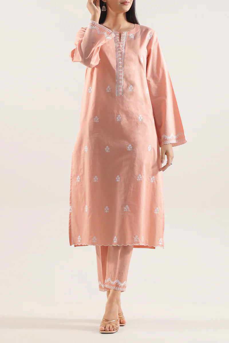 Saya | Solid Embroidered Cotton Stitched 2 Piece (Shirt/Trouser)