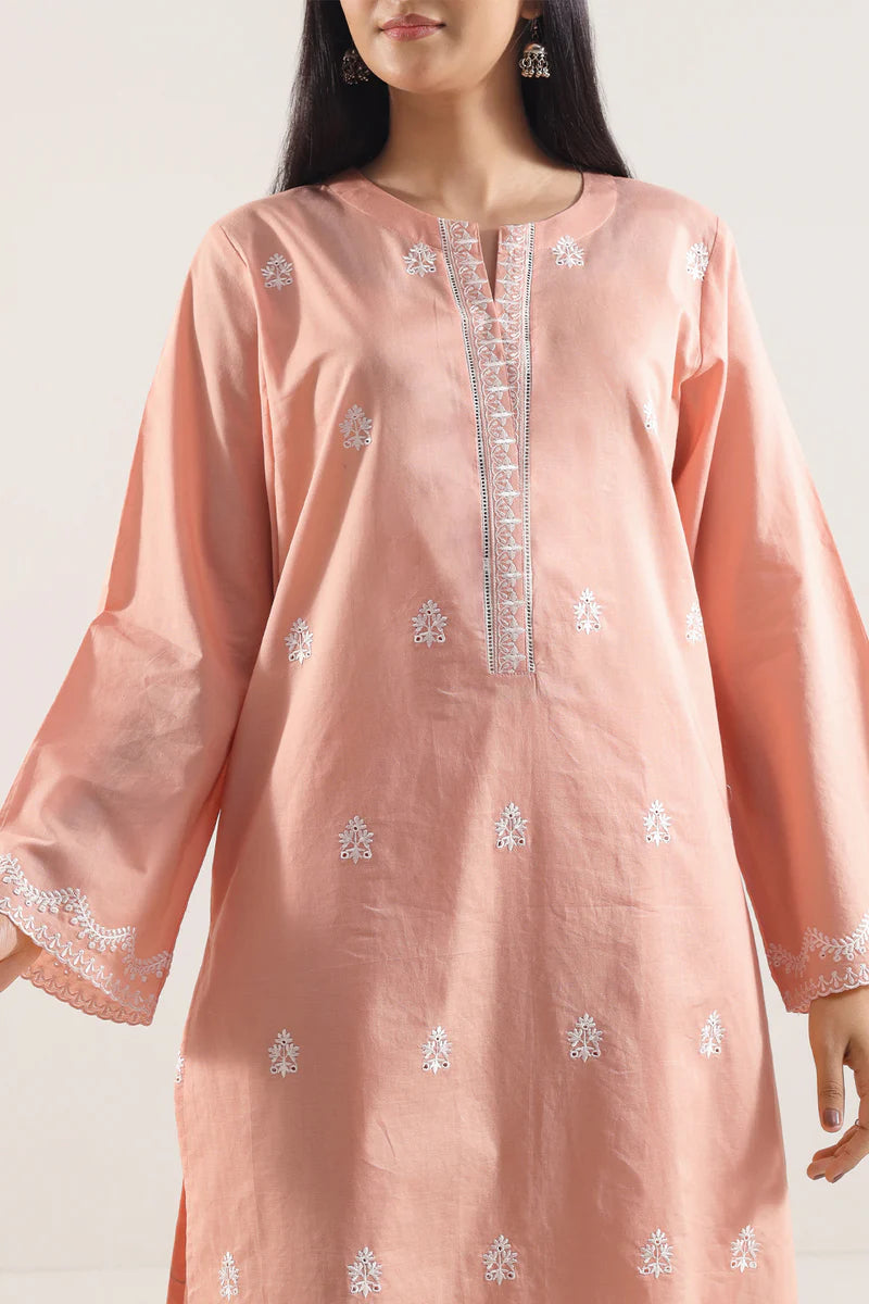 Saya | Solid Embroidered Cotton Stitched 2 Piece (Shirt/Trouser)