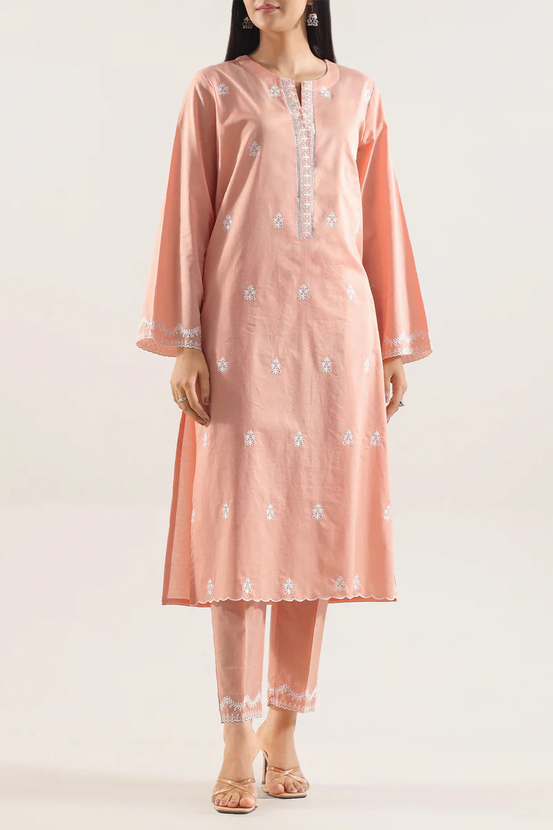 Saya | Solid Embroidered Cotton Stitched 2 Piece (Shirt/Trouser)