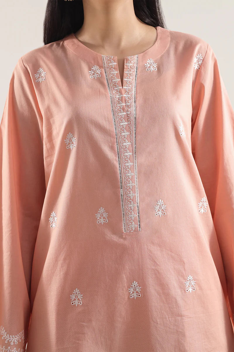 Saya | Solid Embroidered Cotton Stitched 2 Piece (Shirt/Trouser)