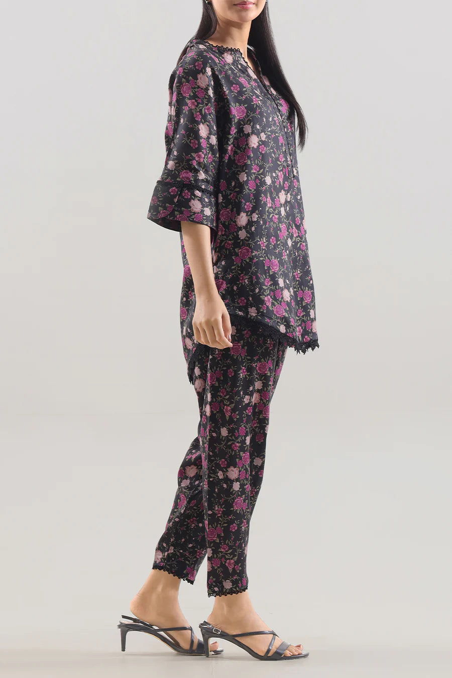 Saya | Printed Silk Touch Stitched 2 Piece (Shirt/Trouser)