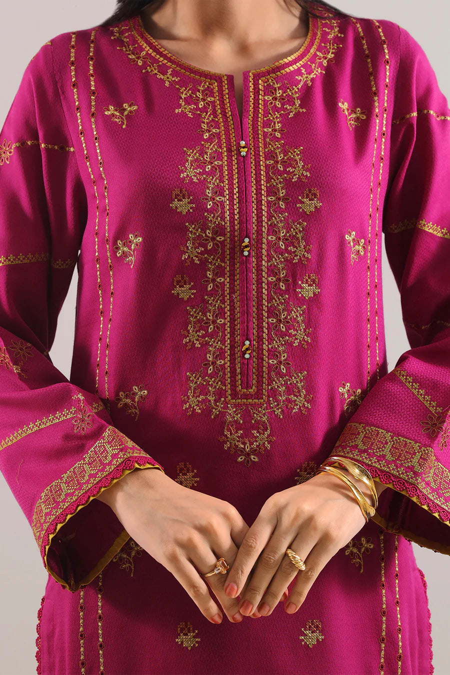 Luxury Pret Embroidered Cotton Jacquard Stitched 3 Piece