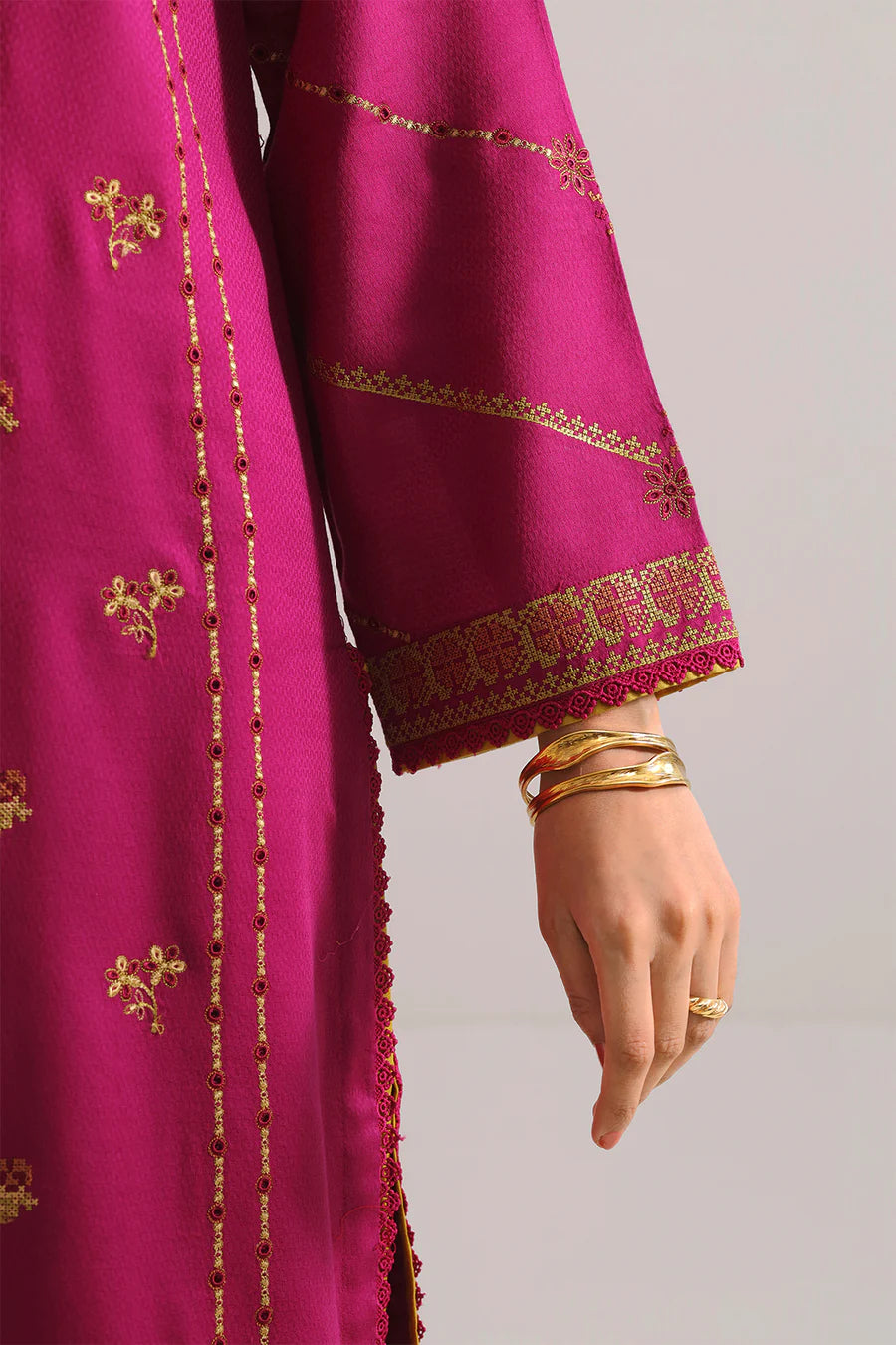 Luxury Pret Embroidered Cotton Jacquard Stitched 3 Piece