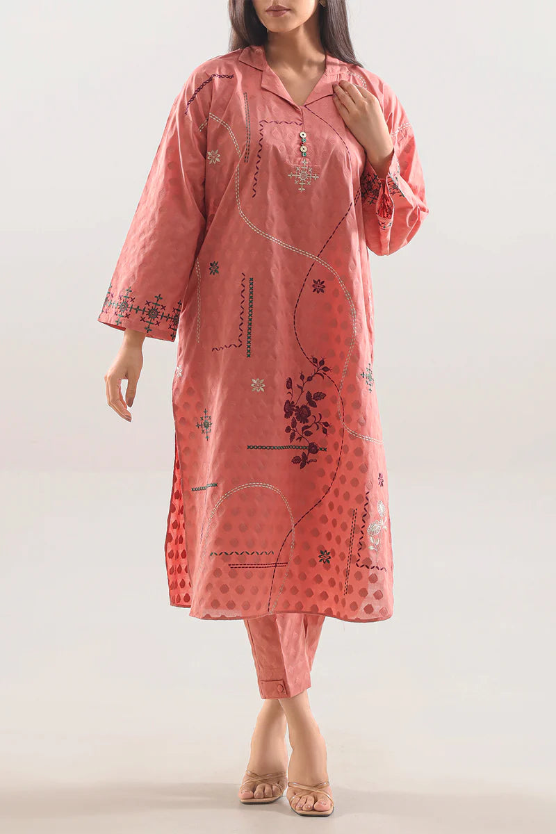 Saya | Embroidered Cotton Jacquard Stitched 2 Piece (Shirt/Trouser)