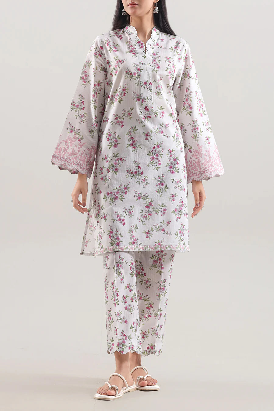 Saya | Printed Strip Lawn Stitched 2 Piece (Shirt/Trouser)