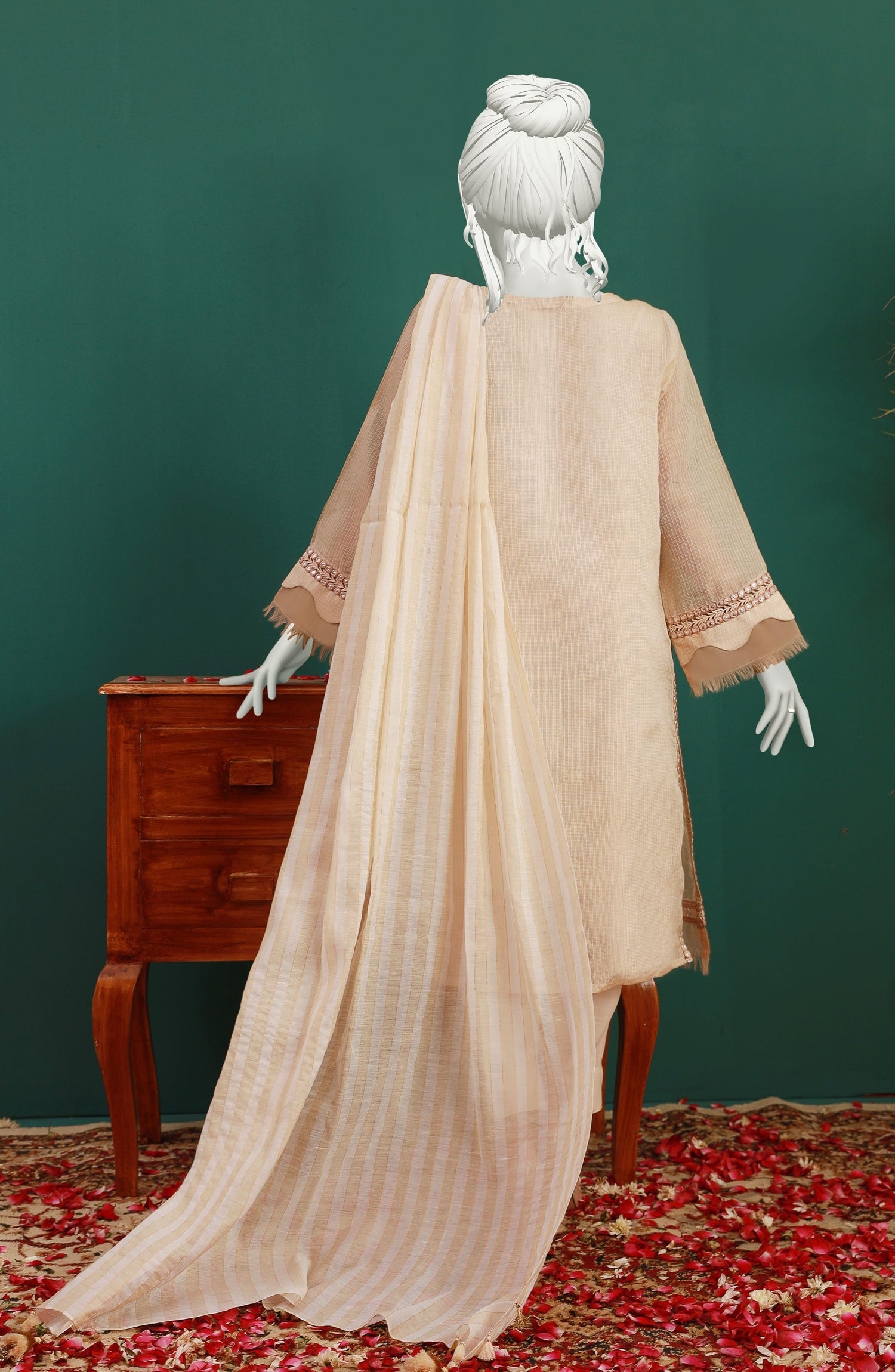 MTJ FESTIVE HANGING PEARLS STITCHED 3PC SUIT