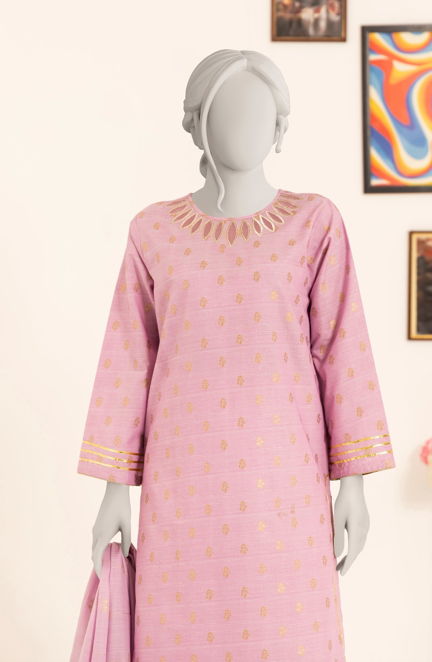 MTJ JACQUARD WOMEN STITCHED 3PC SUIT