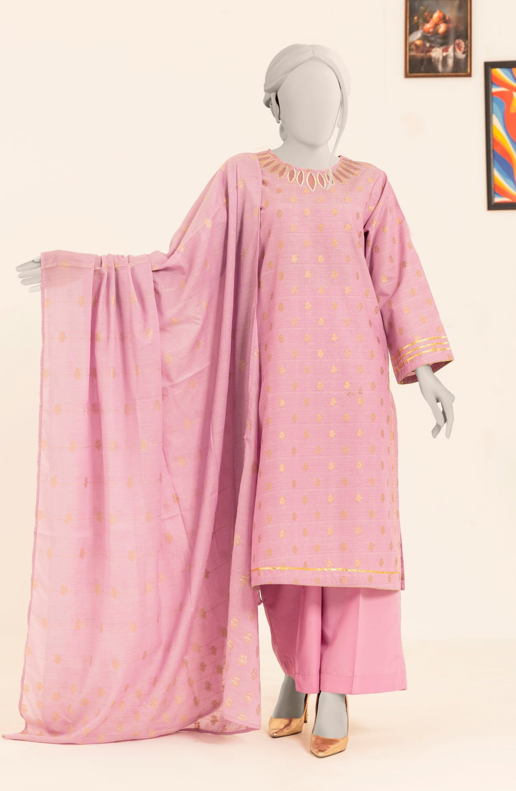 MTJ JACQUARD WOMEN STITCHED 3PC SUIT