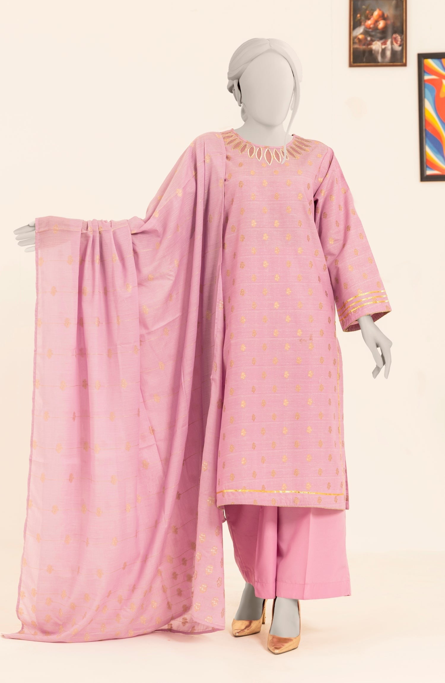 MTJ JACQUARD WOMEN STITCHED 3PC SUIT