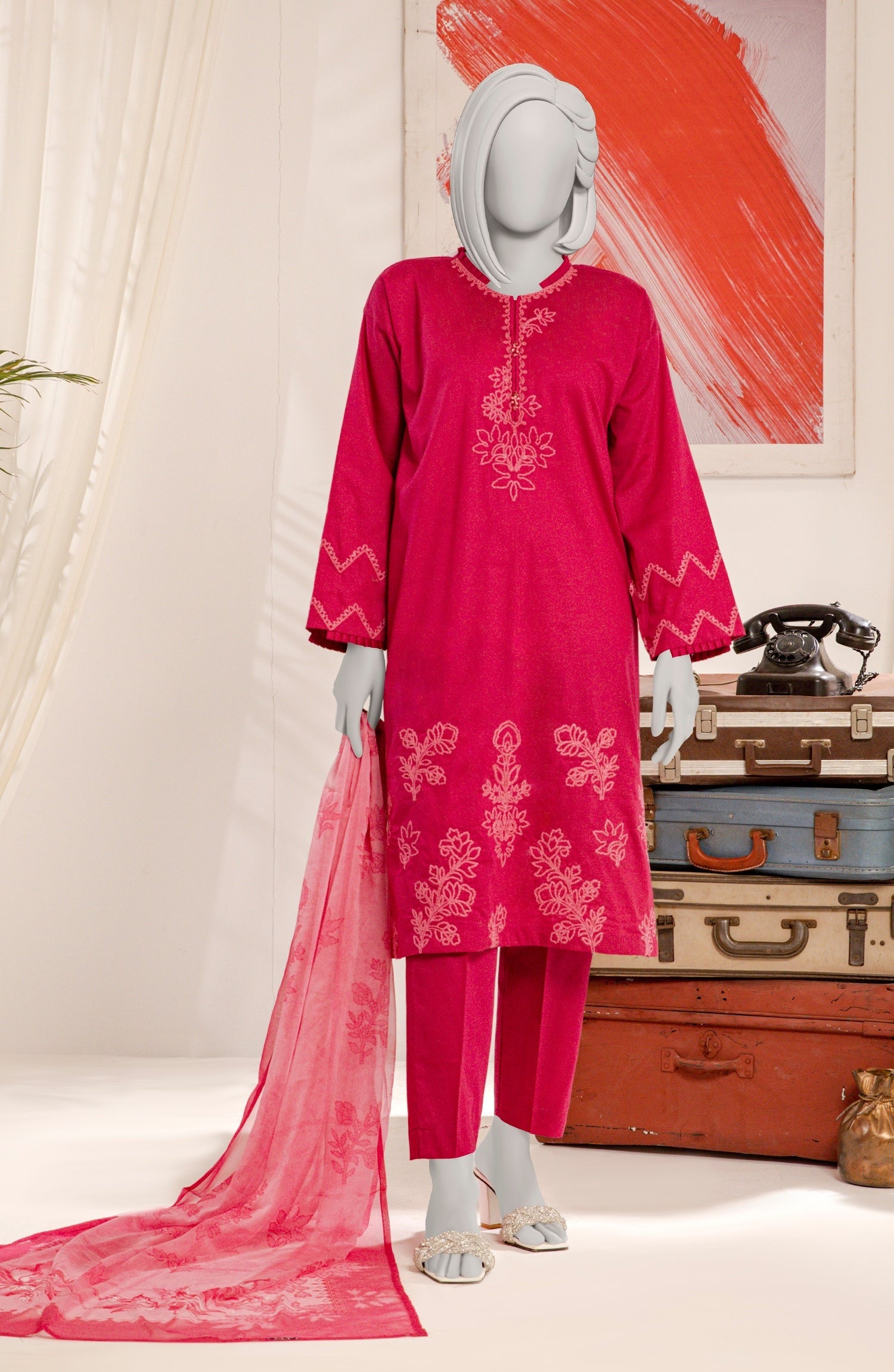 MTJ EMBROIDERED WOMEN STITCHED 3PC SUIT