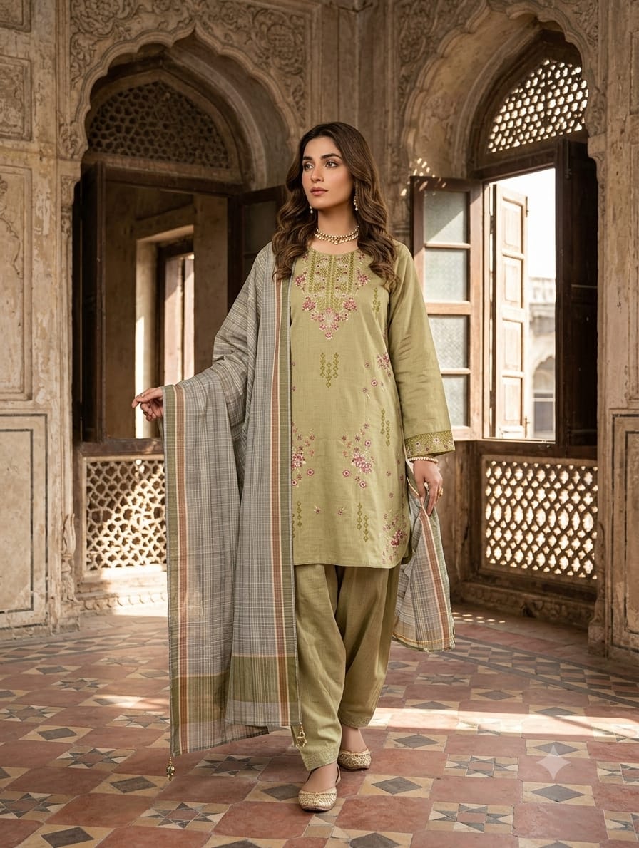 Ethnc 3 Piece Embroidered Suit