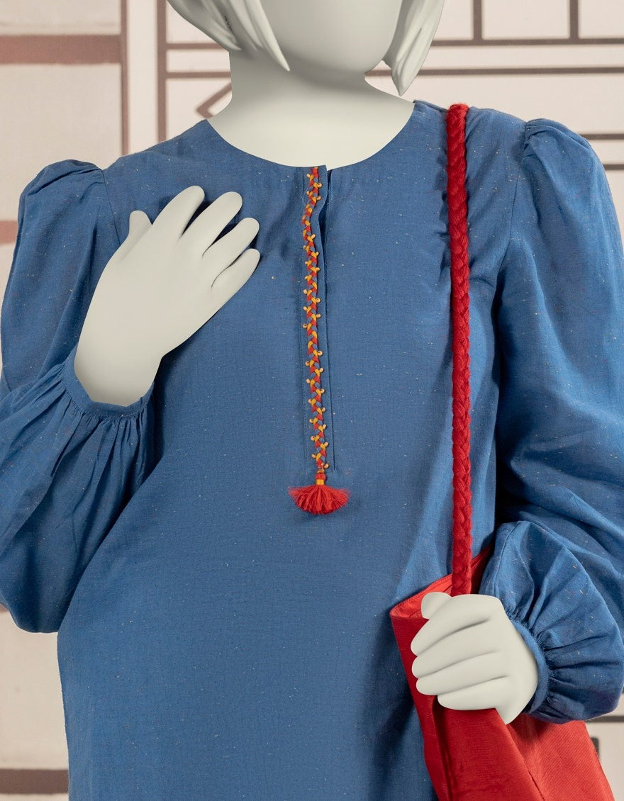 J. BLUE TEXTURED DYED KURTI