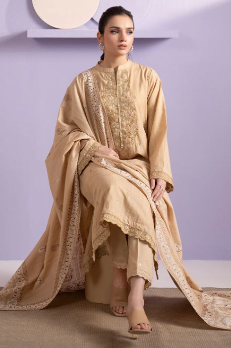 ZELLBURY EMBROIDERED KURTA DUPATTA TROUSER-LAWN