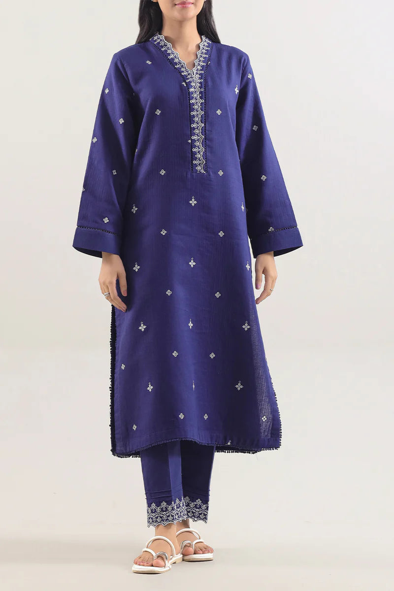 Saya | Solid Embroidered Cotton Stitched 2 Piece (Shirt/Trouser)