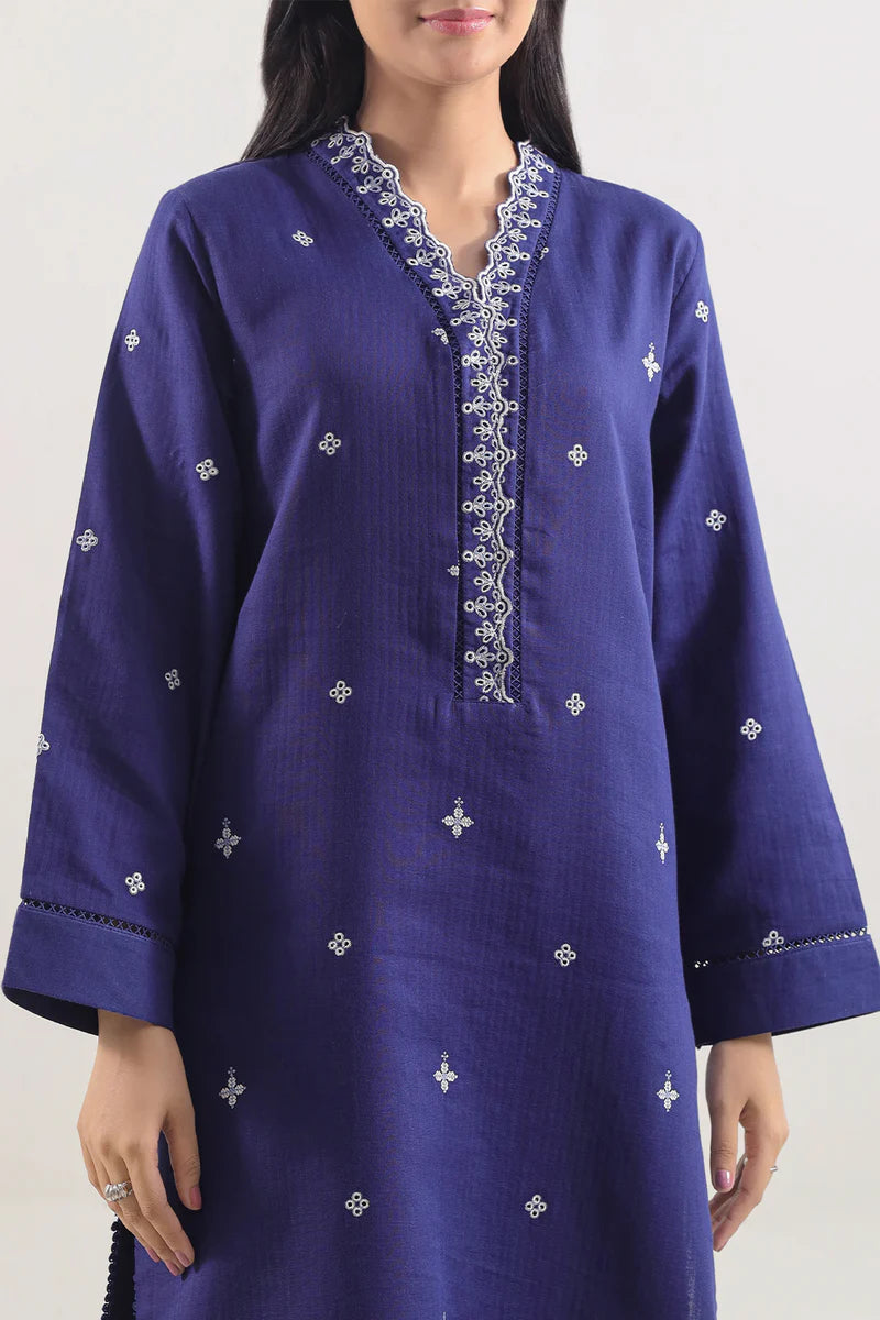 Saya | Solid Embroidered Cotton Stitched 2 Piece (Shirt/Trouser)