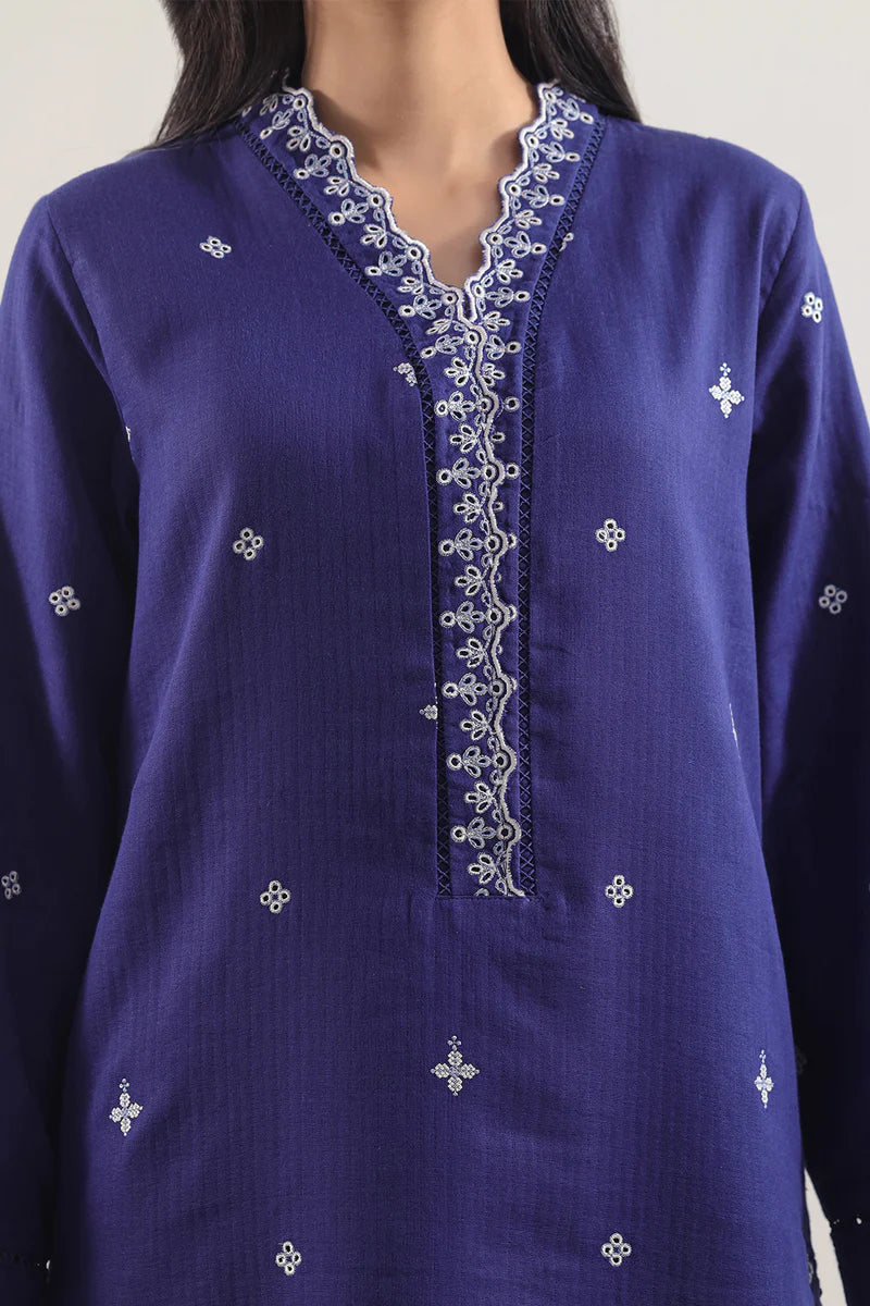 Saya | Solid Embroidered Cotton Stitched 2 Piece (Shirt/Trouser)