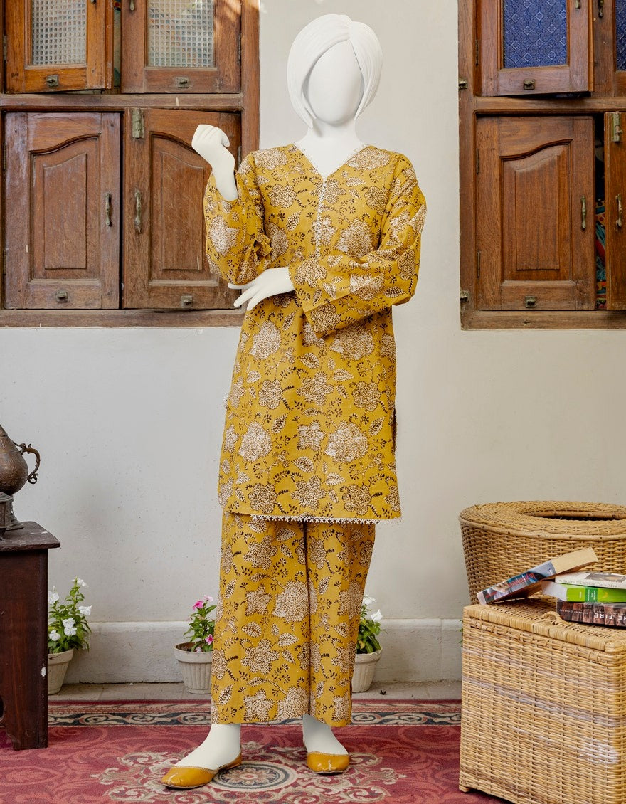 YELLOW LAWN TEENS KURTI